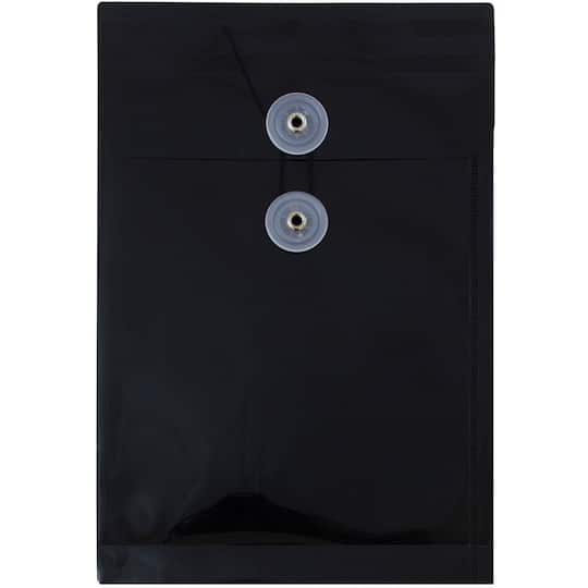 JAM Paper 6.25" x 9.25" Button & String Tie Closure Plastic Envelopes